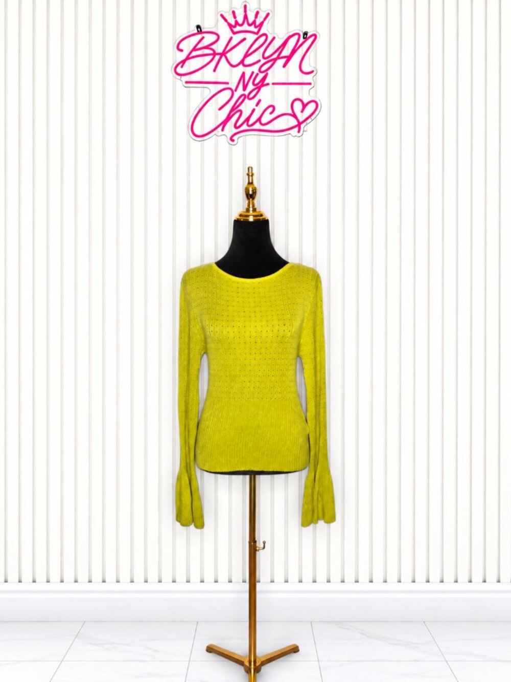 Zara Pointelle Flared-Sleeve Knit Sweater – Size Medium